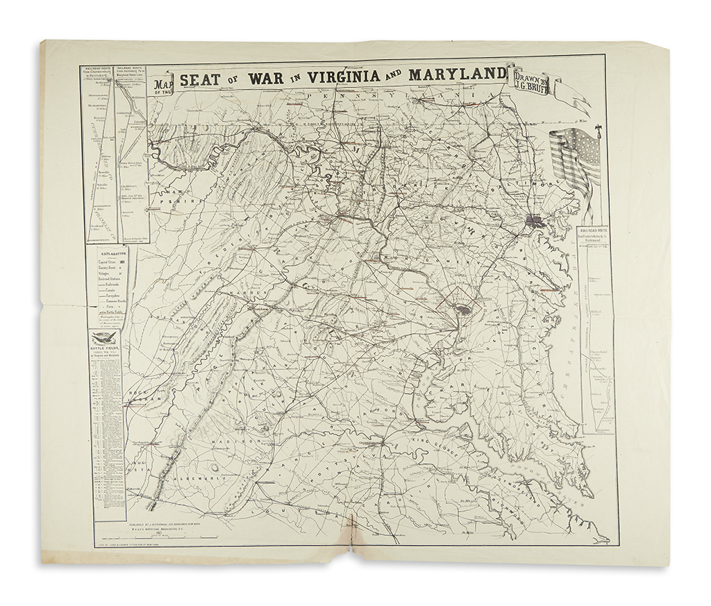 BRUFF, JOSEPH GOLDSBOROUGH. Map of the Seat of War in Virginia and Maryland.